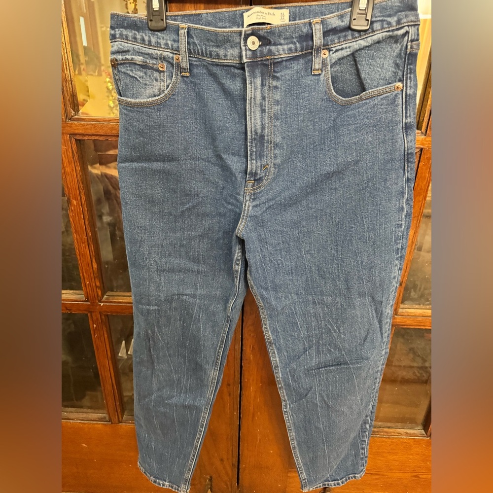 Abercrombie & Fitch Women’s Mom High Rise Straight Blue Jeans